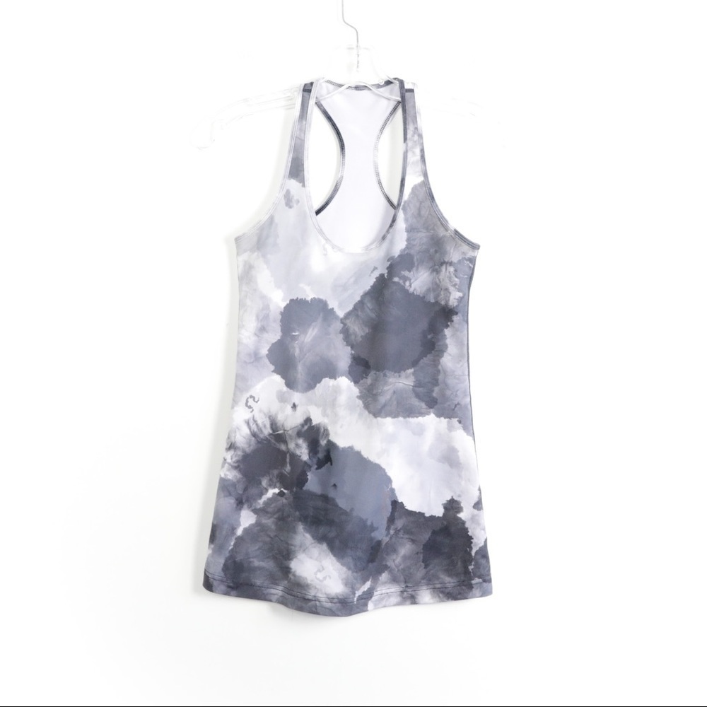 Lululemon tie-dye tank top gray abstract print yoga fitness gym activewear 4 S